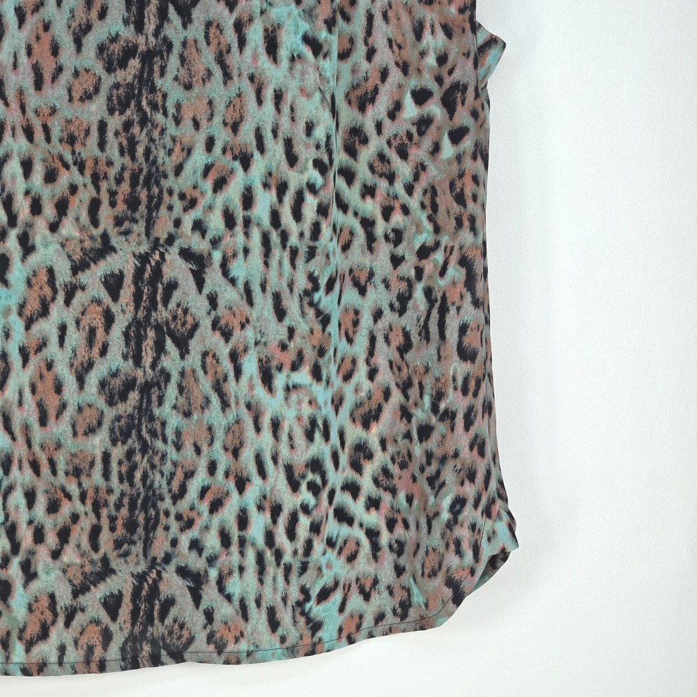 J Crew Leopard Print Blouse Women Small Sleeveless Keyhole Neck Colorful Mobwife - Picture 16 of 16